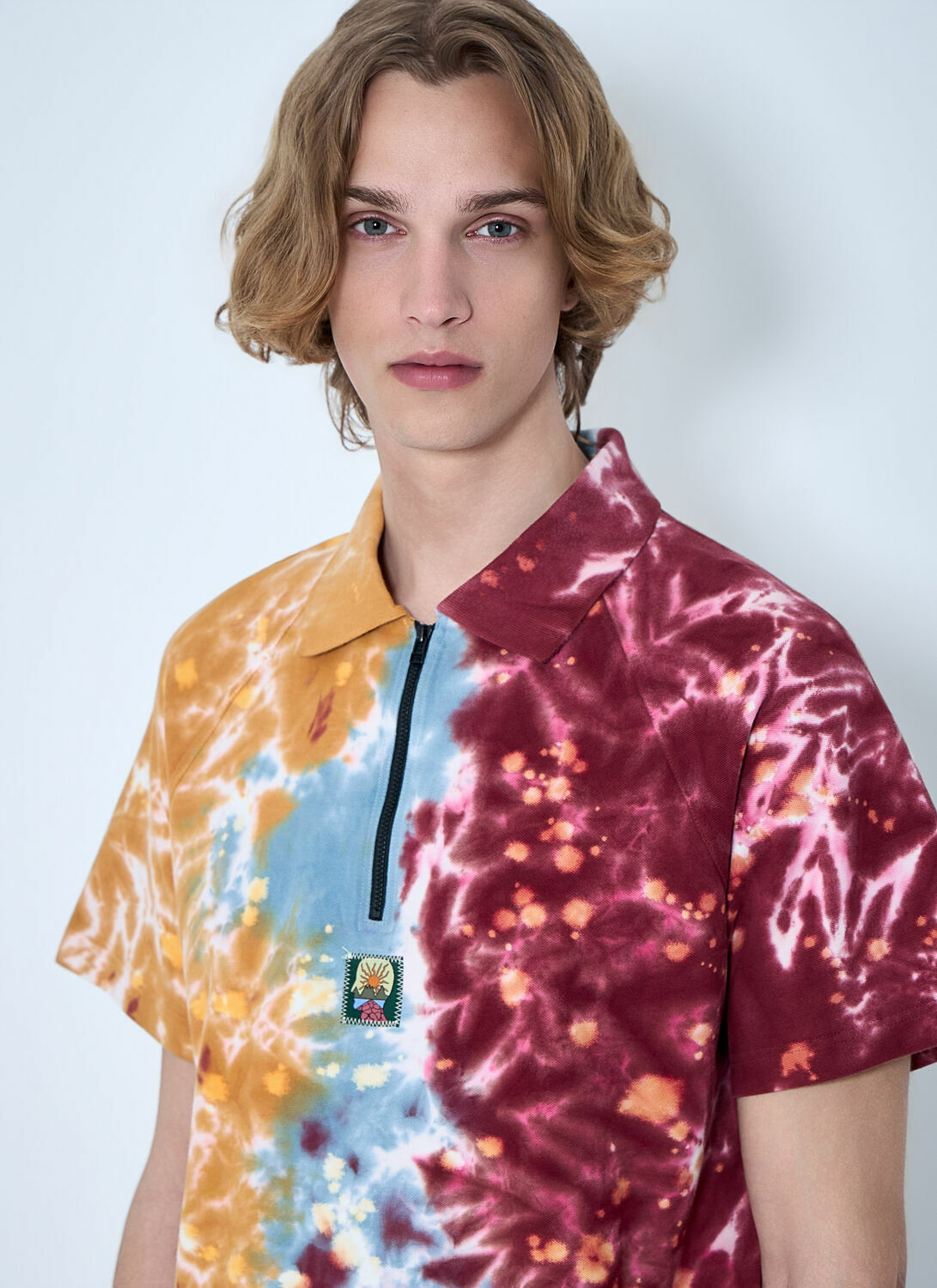 Brain Dead Zip-Collar Tie-Dye Polo Shirt