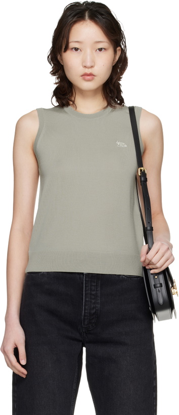 Photo: Maison Kitsuné Beige Baby Fox Fine Merino Sweater Vest