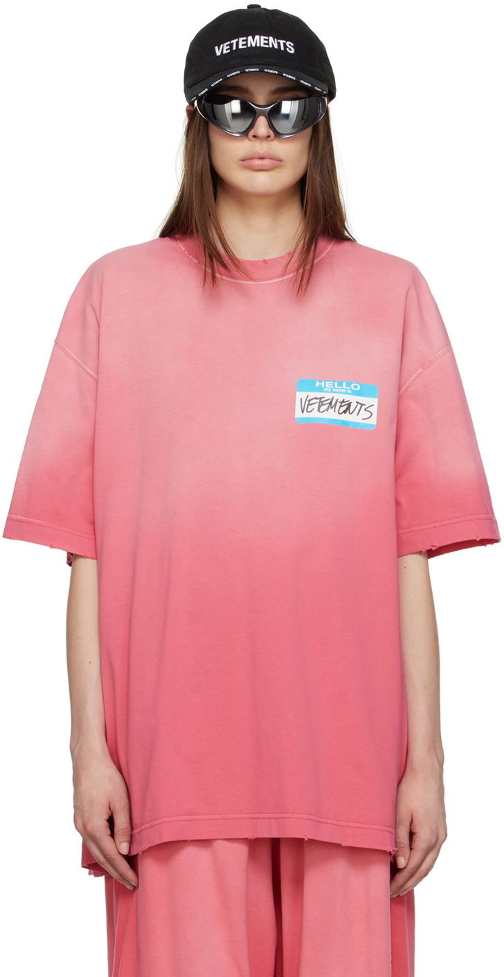 VETEMENTS Pink 'My Name Is' T-Shirt