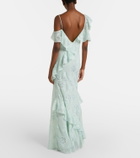 Self-Portrait Embroidered ruffled georgette maxi dress