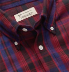 MAN 1924 - Slim-Fit Button-Down Collar Checked Cotton Shirt - Red
