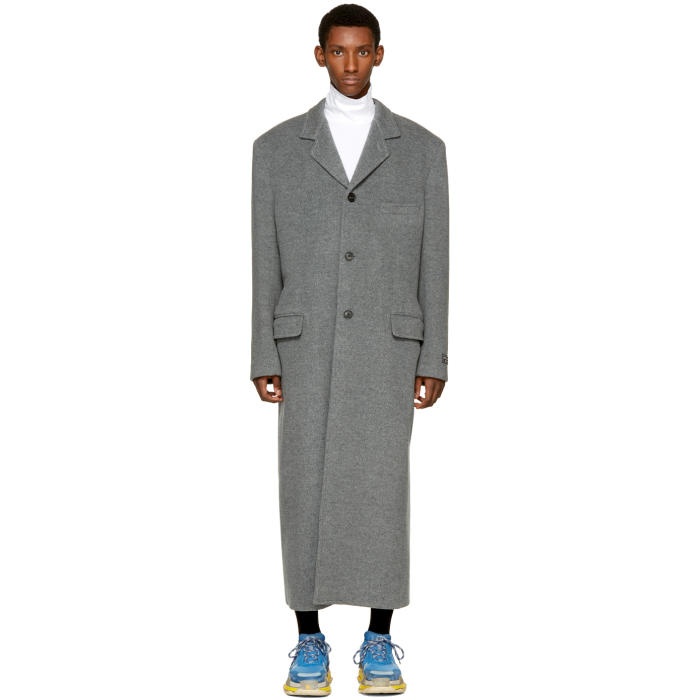Photo: Balenciaga Grey Wool Long Coat