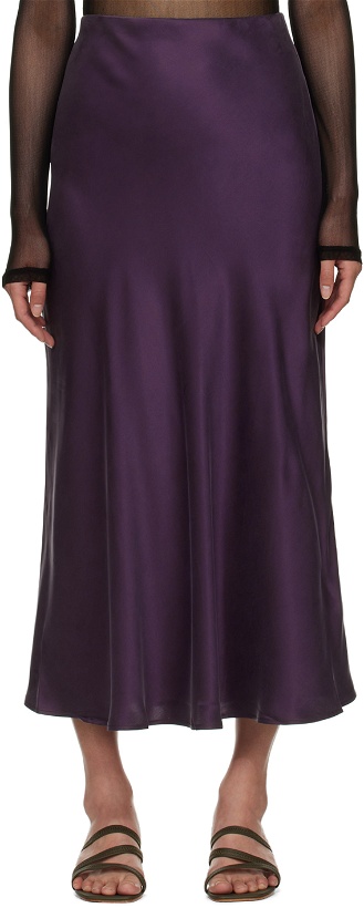 Photo: Silk Laundry Purple Bias Cut Midi Skirt