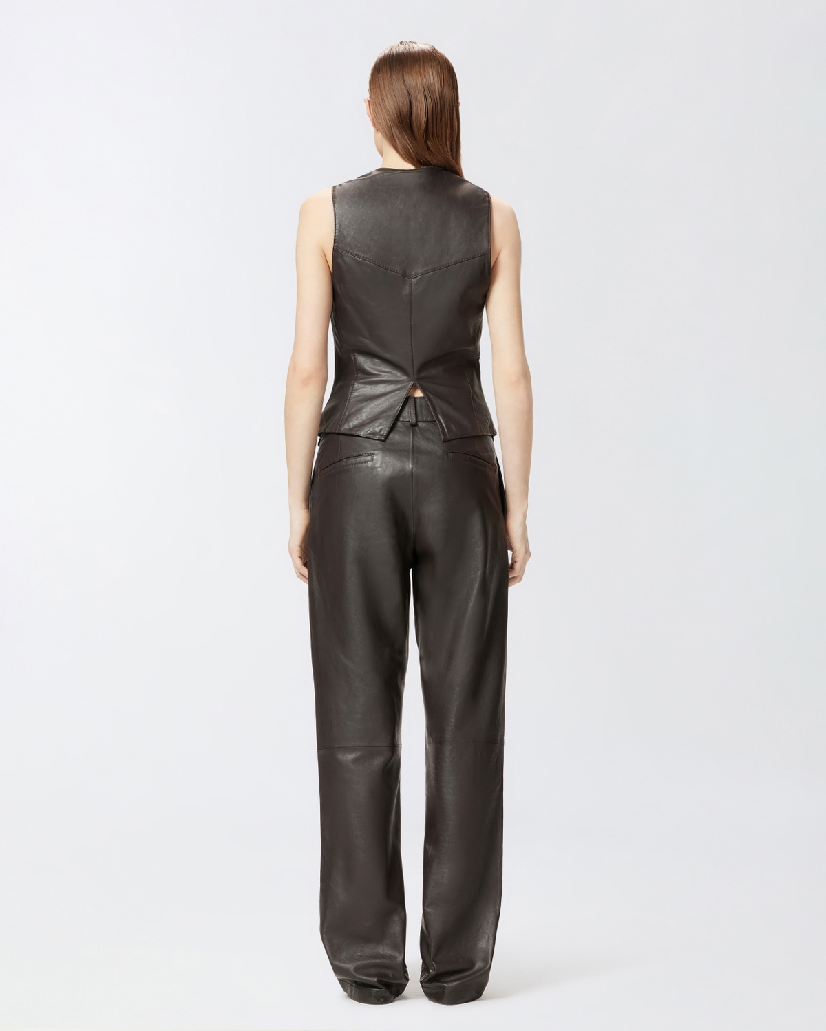 Pinko Reimagine By Pinko X Patrick Mc Dowell Leather Waistcoat Deep Brown