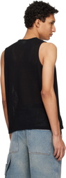 Courrèges Black Printed Mesh Tank Top