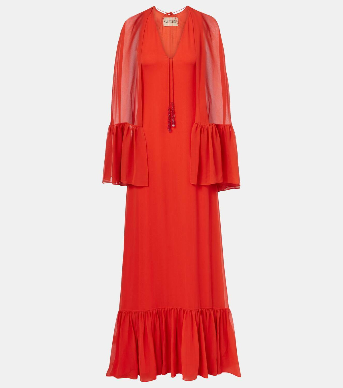 Valentino Caped silk georgette maxi dress
