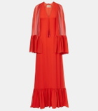 Valentino Caped silk georgette maxi dress