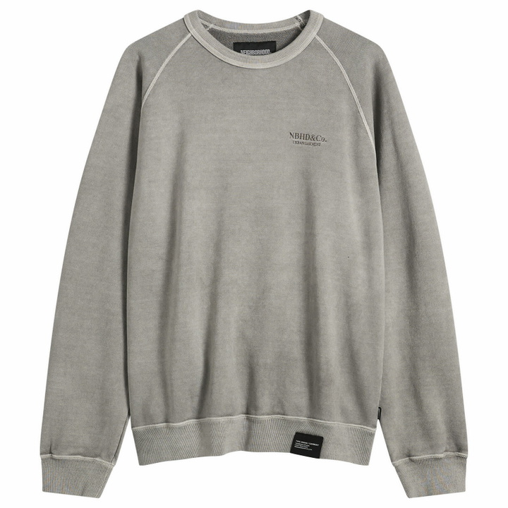 Photo: Neighborhood Men's Pigment Dyed Logo Sweatshirt in Gray