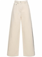PETER DO - Cotton Denim Wide Jeans W/ Side Stripes