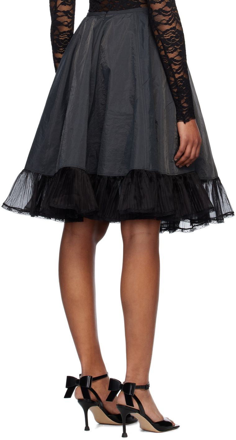 We11done Black Flared Midi Skirt