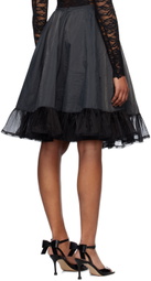 We11done Black Flared Midi Skirt