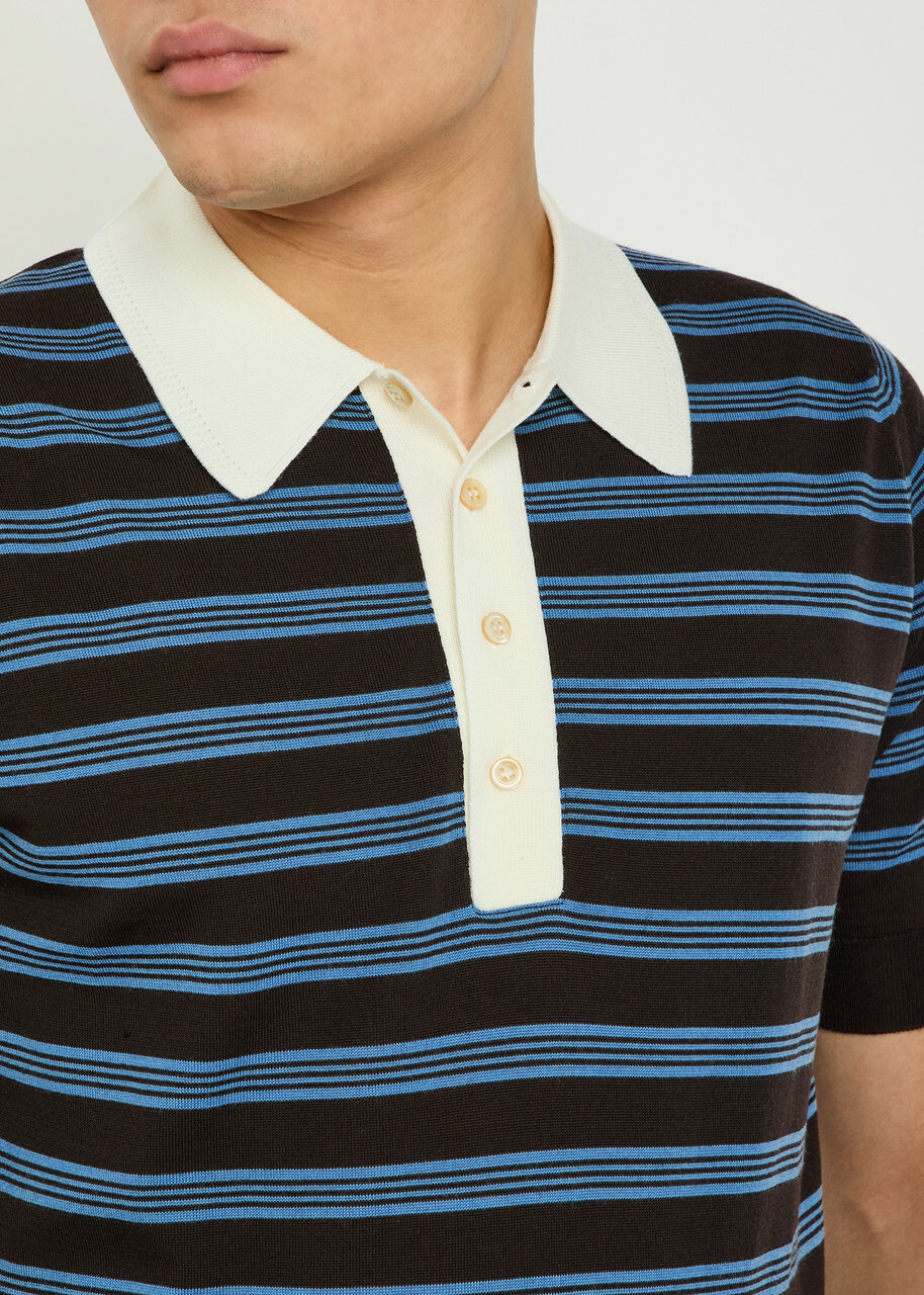 Wales Bonner Breeze Merino Wool Polo Shirt Multicoloured 1