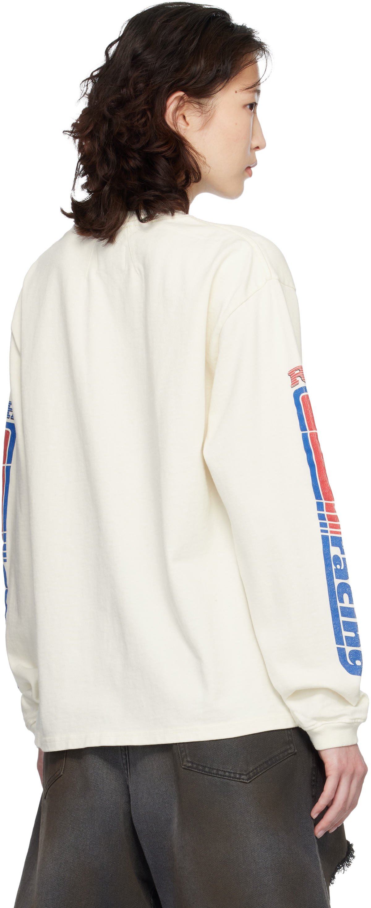 Rhude Off-White Split Petrol Logo LS T-shirt