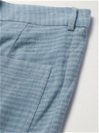 11.11/ELEVEN ELEVEN - Striped Slub Cotton Shorts - Blue - UK/US 30