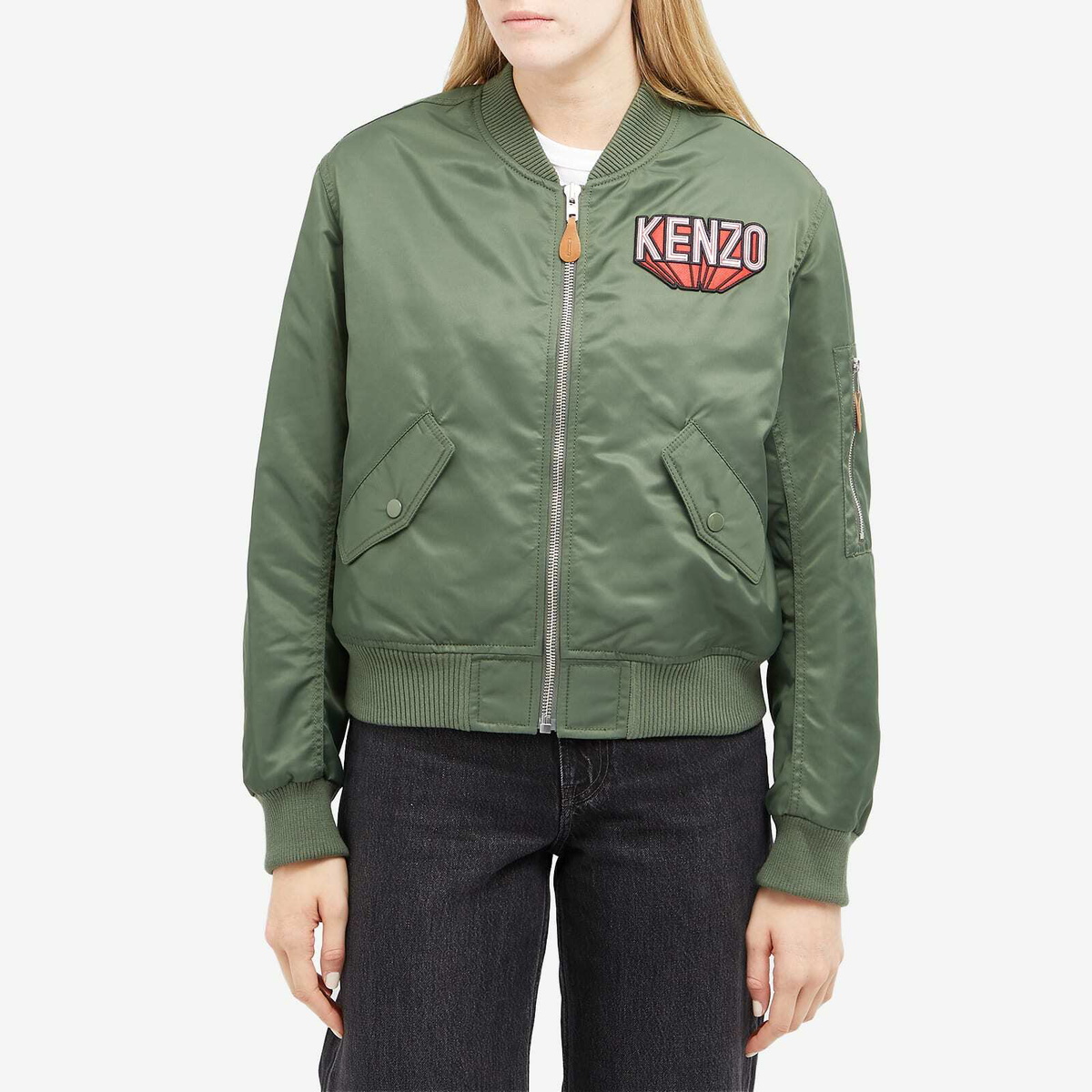 KENZO ミリタリー　ジャケット Kenzo Women's 3D Logo Bomber Jacket in Dark Khaki Kenzo
