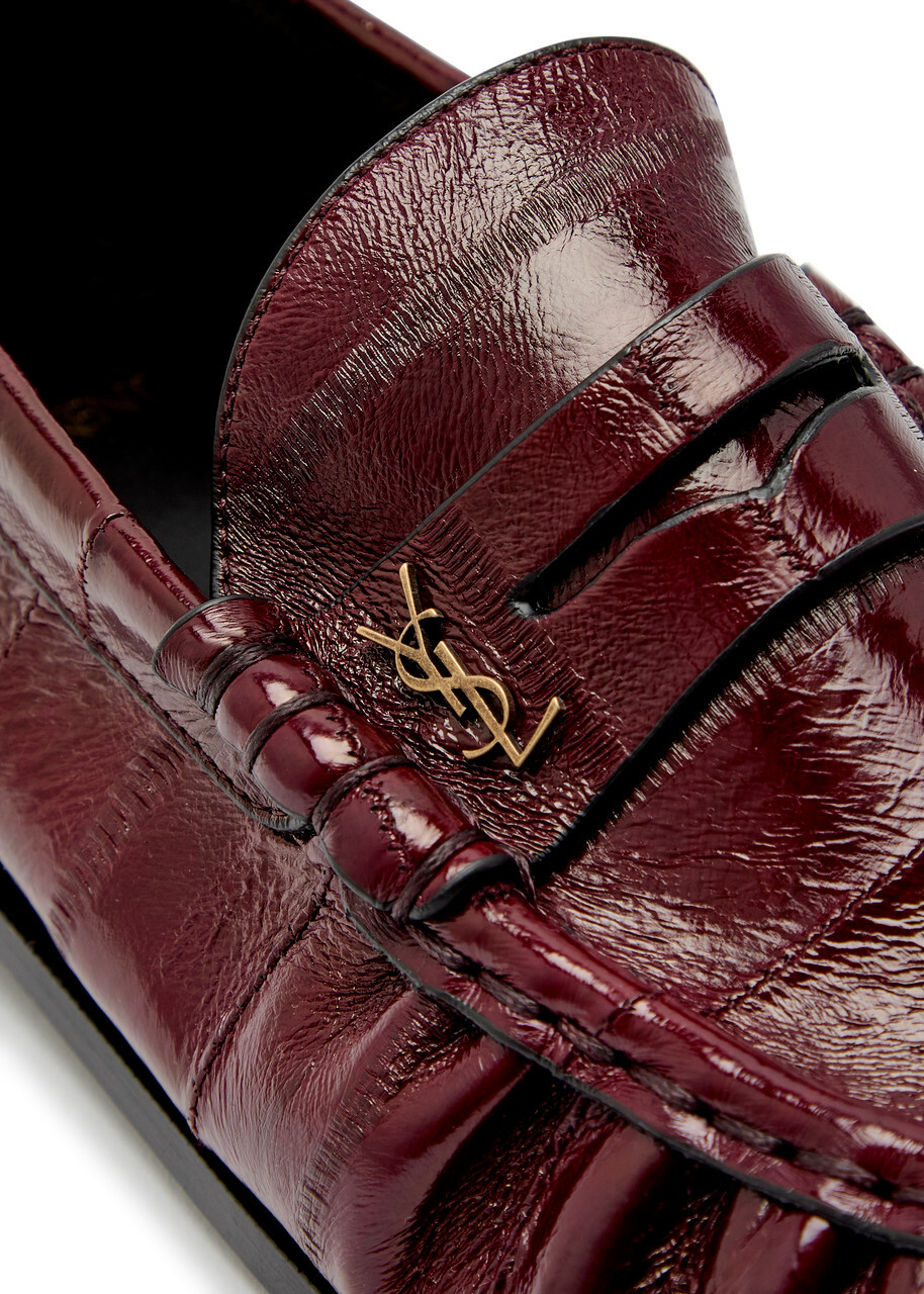 Saint Laurent Le Loafer 15 Glossed Leather Loafers Burgundy