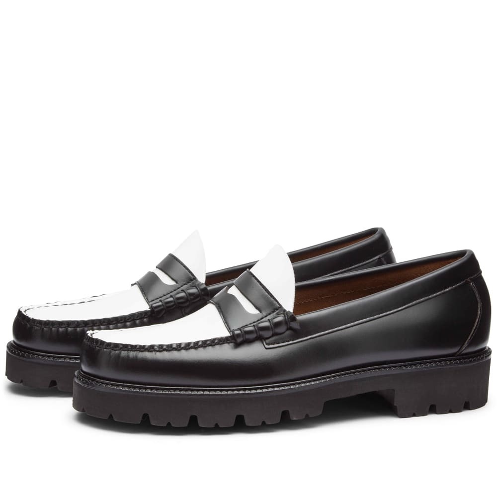 Bass Weejuns Men's Larson 90s Loafer in Black/White Leather Bass Weejuns