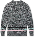 Loewe - Striped Mélange Cotton-Blend Sweater - Black