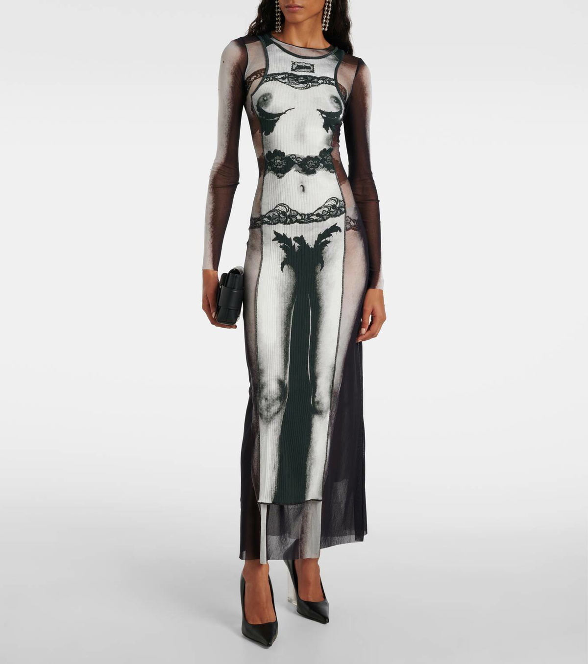 jean paul gaultier striped mesh maxi dress Jean Paul Gaultier Marinière striped mesh maxi dress Jean Paul Gaultier