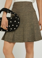 Our Legacy Girdle Pleated Linen and Silk-blend Mini Skirt Brown
