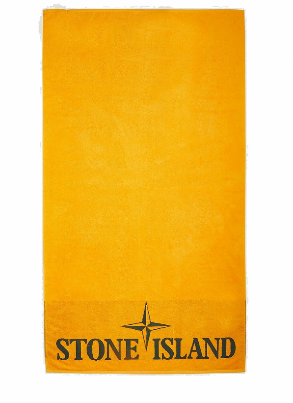 Photo: Stone Island - Logo Print Beach Towel in Orange