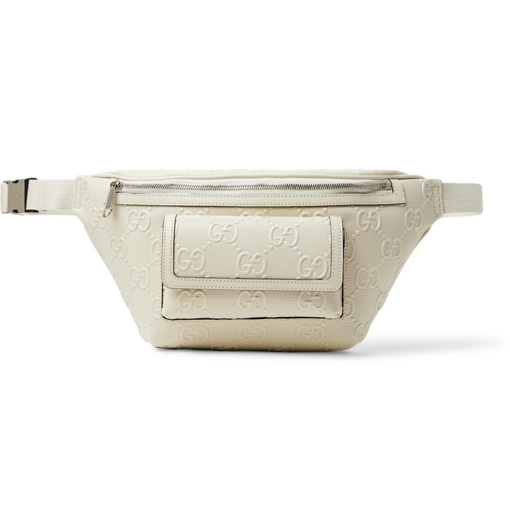 Photo: GUCCI - Logo-Embossed Perforated Leather Belt Bag - Neutrals