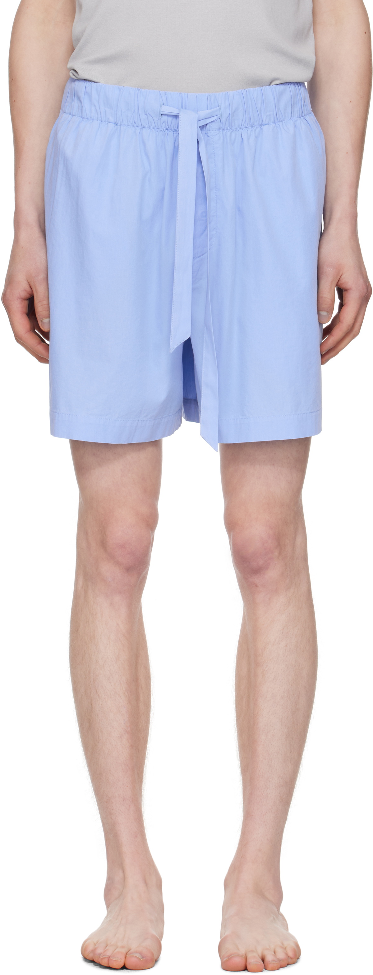 Tekla Blue Poplin Pyjama Shorts