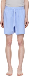 Tekla Blue Poplin Pyjama Shorts
