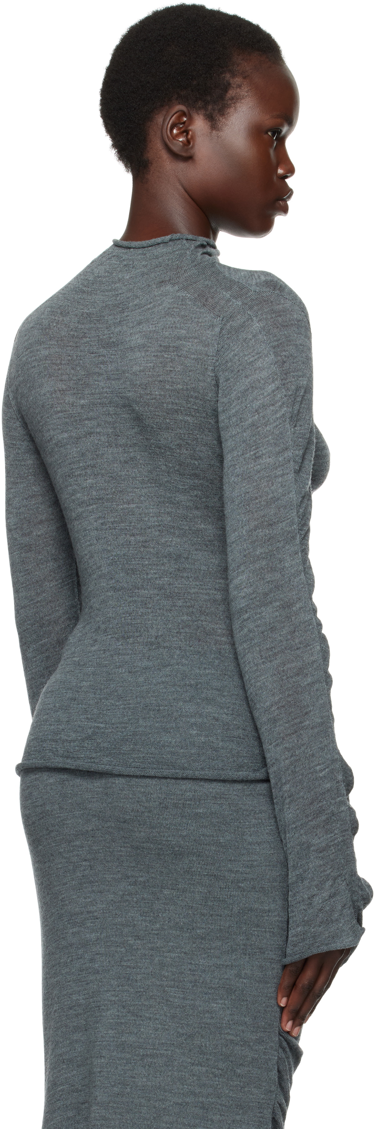 ISSEY MIYAKE Gray Ambiguous Wool Sweater Issey Miyake Men
