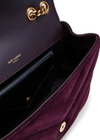 Saint Laurent Loulou Small Quilted Suede Shoulder bag - Burgundy - One Size