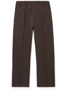 Needles - Slim-Fit Bootcut Logo-Embroidered Pintucked Jersey Trousers - Brown