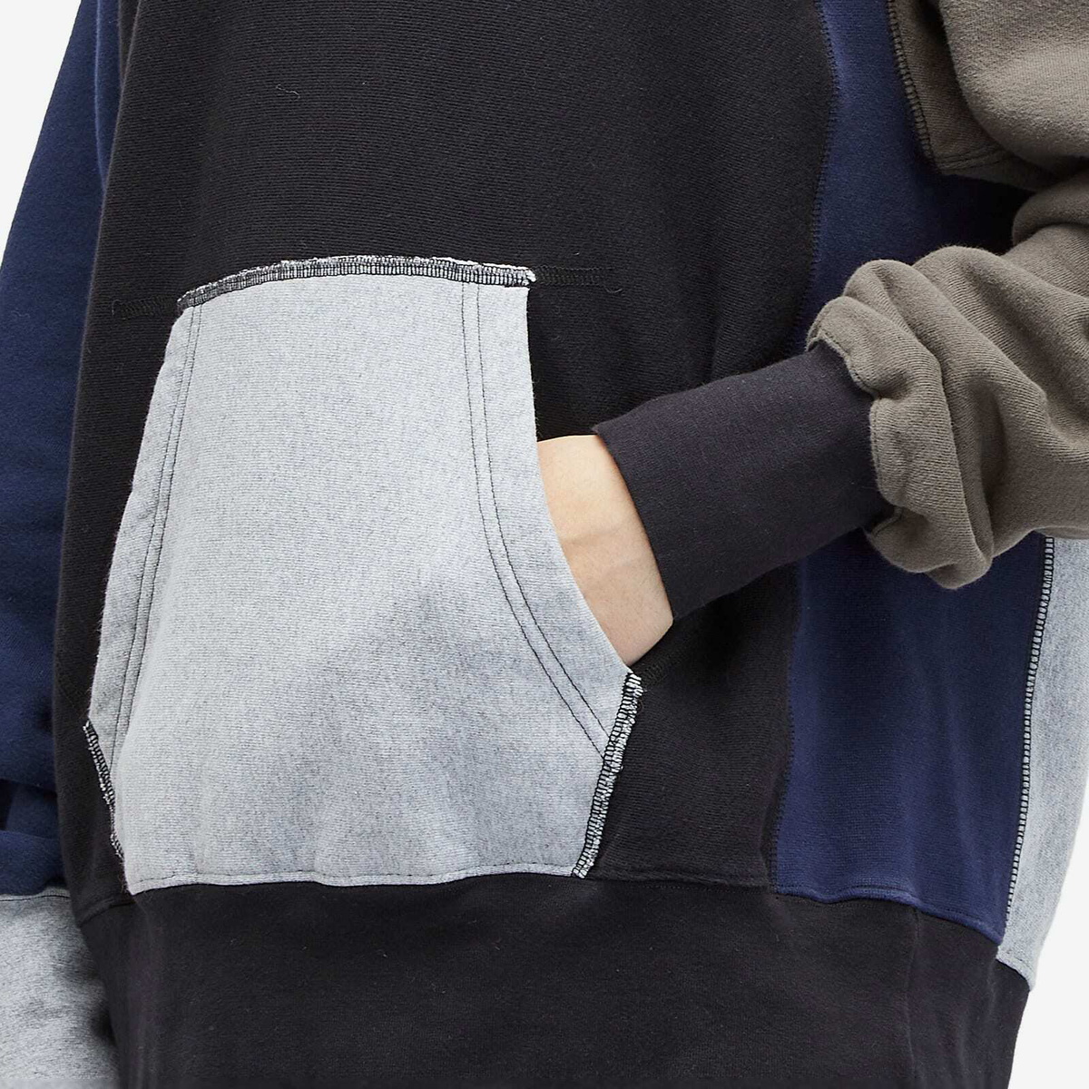 Engineered Garments Men's Raglan Combo Hoodie in Black