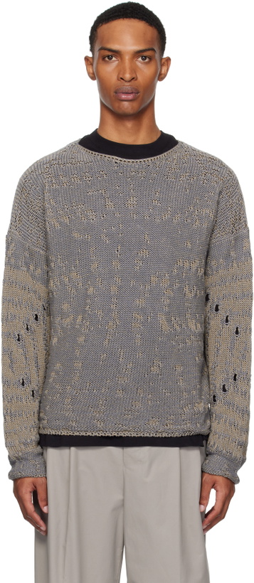 Photo: ROA Blue & Beige Vortex Crewneck Sweater