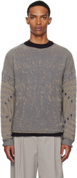 ROA Blue & Beige Vortex Crewneck Sweater