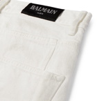Balmain - Distressed Printed Denim Jeans - Men - White