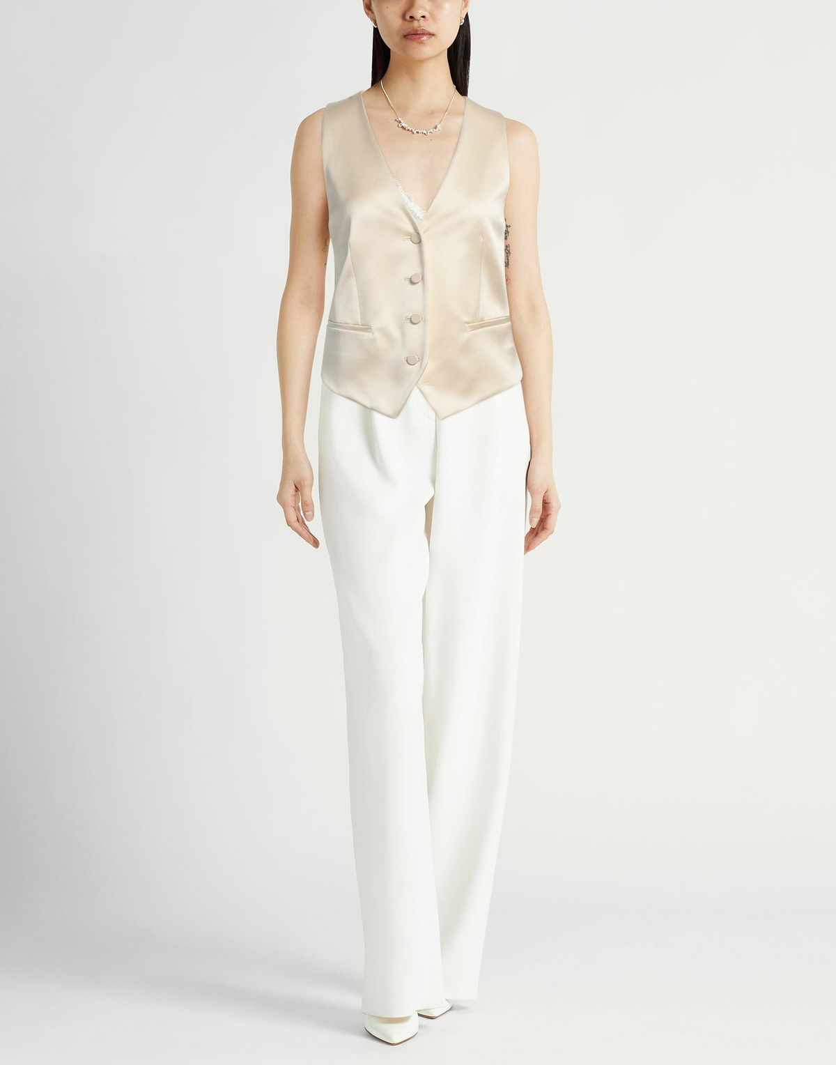 Pt Torino Womens Tailored Vest Cream