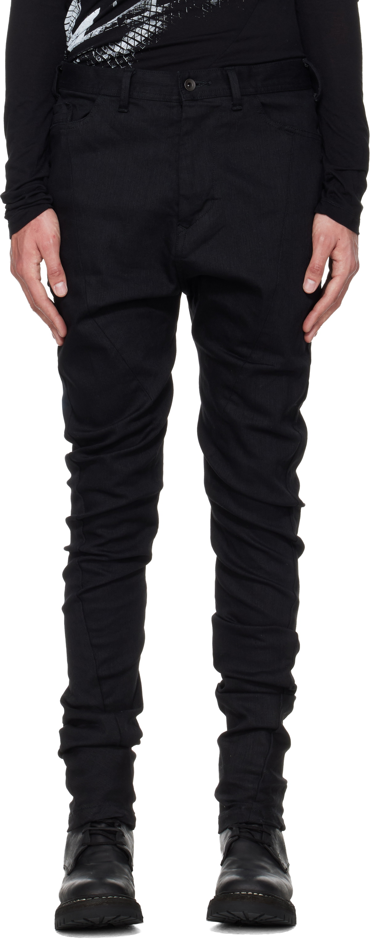 Julius Black Geometric Over Crotch Trousers Julius
