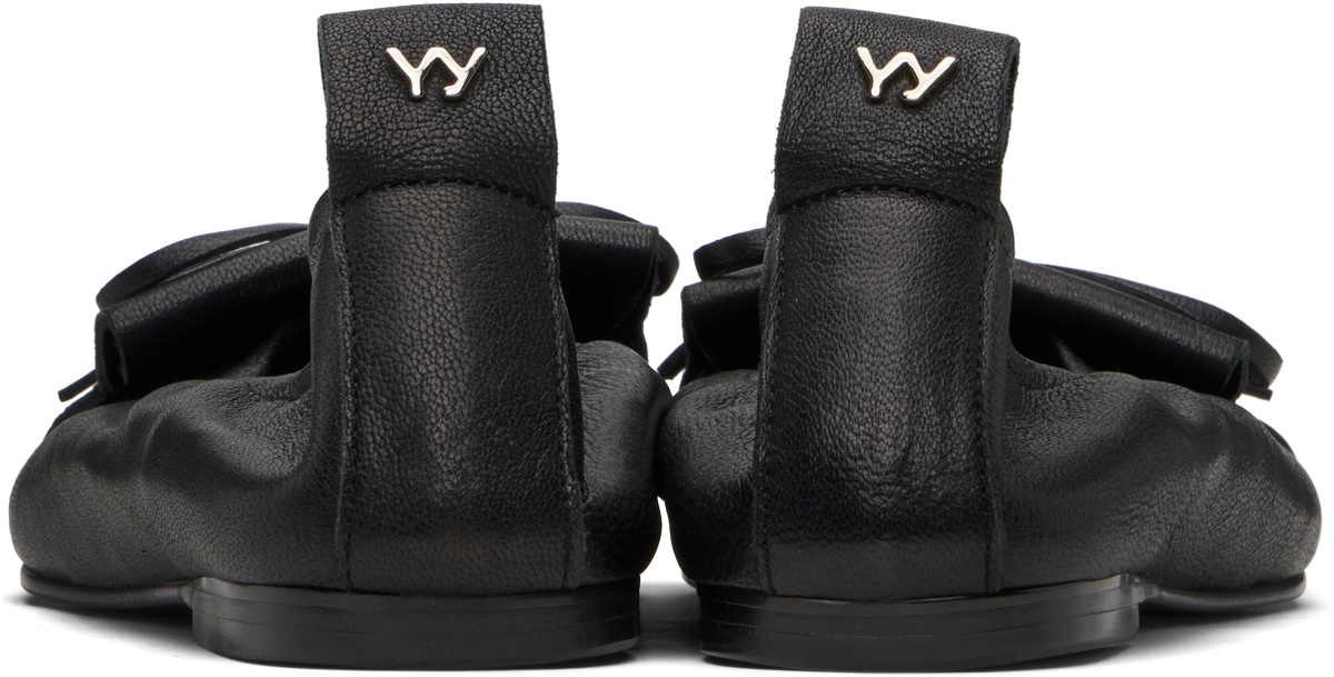 OPEN YY Black Bun Fringe Ballerina Flats