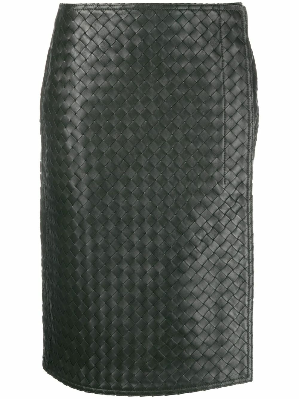 Bottega Veneta Green Intrecciato Wrap Leather Skirt Bottega