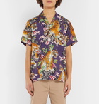 Wacko Maria - Camp-Collar Printed Gauze Shirt - Purple