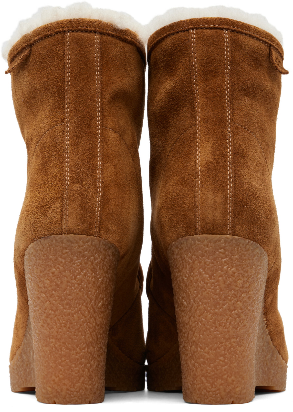 Isabel Marant Tan Cylia Shearling Wedge Boots