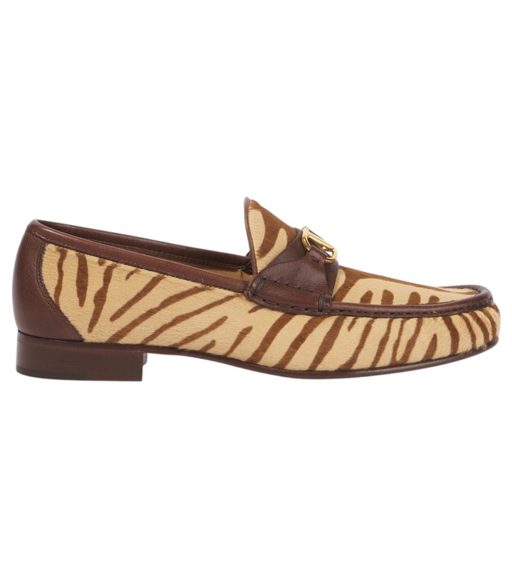 Photo: Valentino Garavani VLogo zebra-print calf hair loafers
