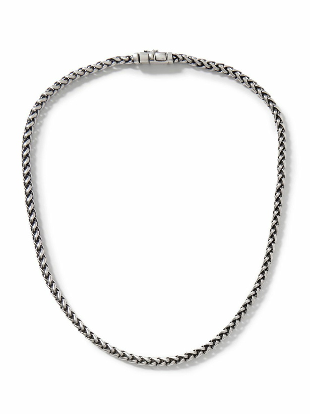 Photo: SAINT LAURENT - Oxidised Silver-Tone Wheat Chain Necklace