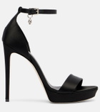 McQueen Jewel embellished satin platform sandals