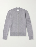 Thom Browne - Striped Wool, Linen and Cotton-Blend Zip-Up Cardigan - Gray