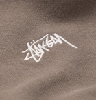 Stüssy - Logo-Embroidered Fleece-Back Cotton-Jersey Hoodie - Brown