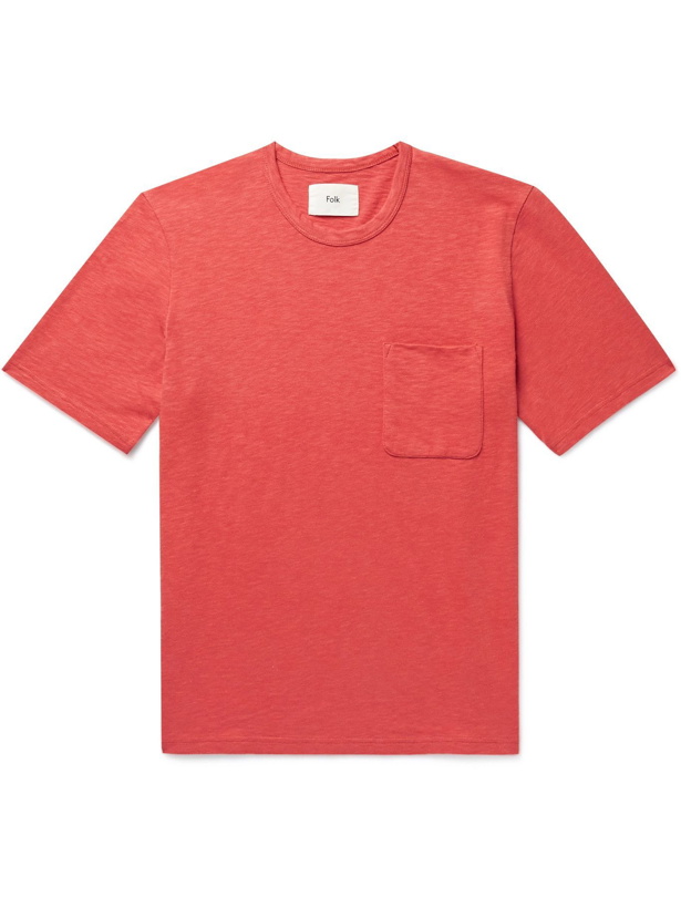 Photo: FOLK - Slub Cotton-Jersey T-Shirt - Red