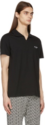 Balmain Black Flocked Logo Polo