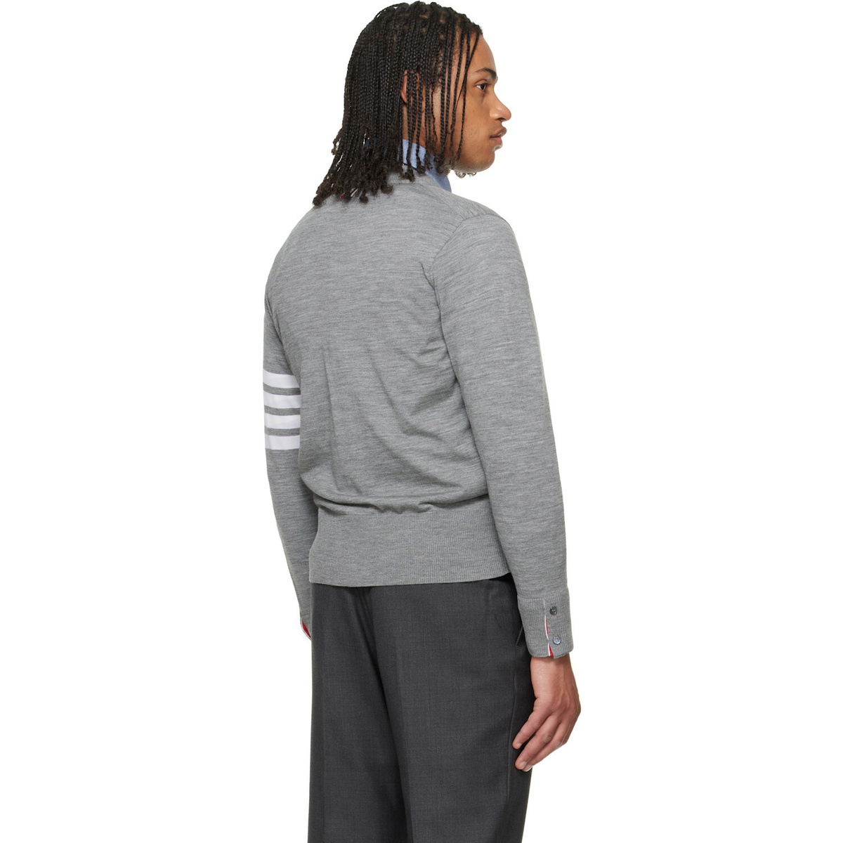 Thom Browne Gray Merino Wool 4-Bar Classic Cardigan