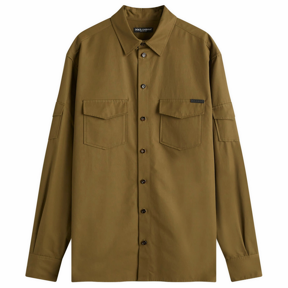 DOLCE & GABBANA Size XS Camel Suede Military Two Pockets Epaulets Long Sleeve Shirt